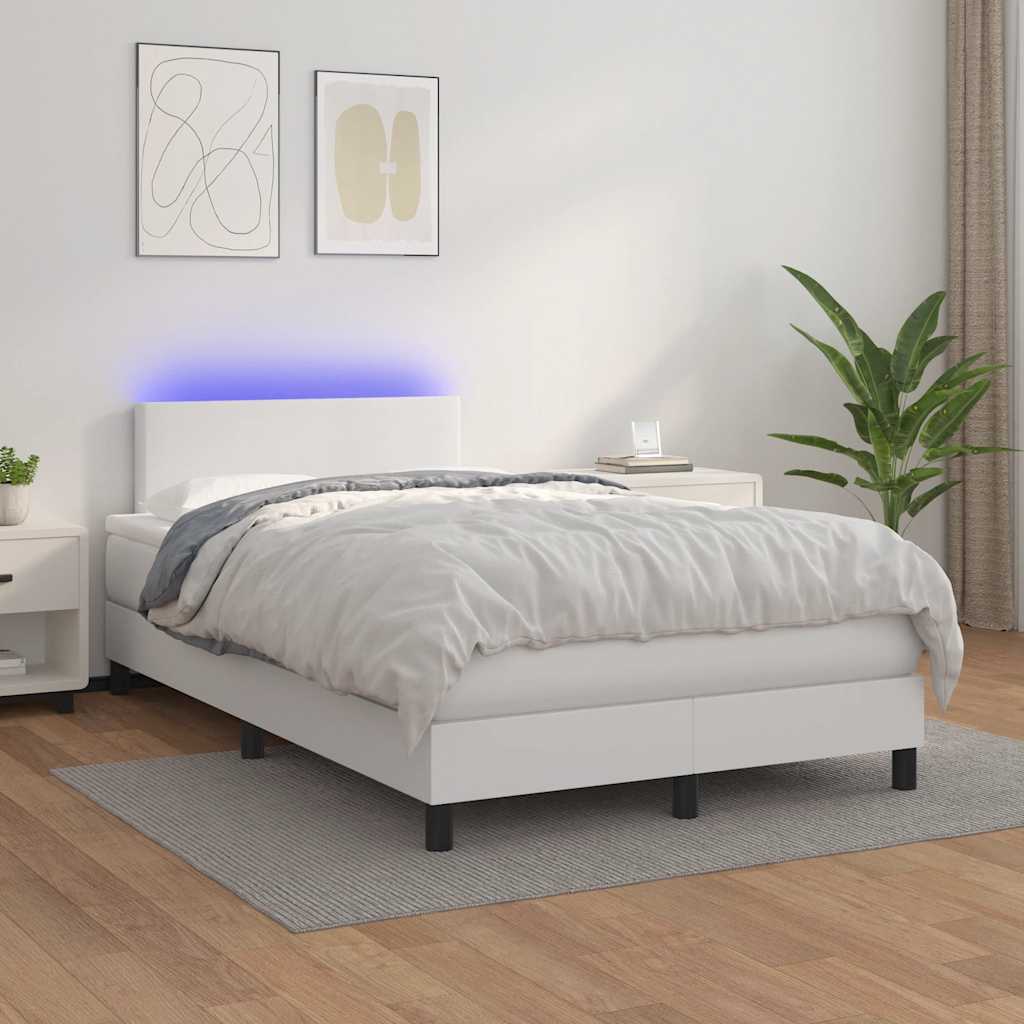 Giroletto Molle con Materasso e LED Bianco 120x190cm Similpelle - homemem39