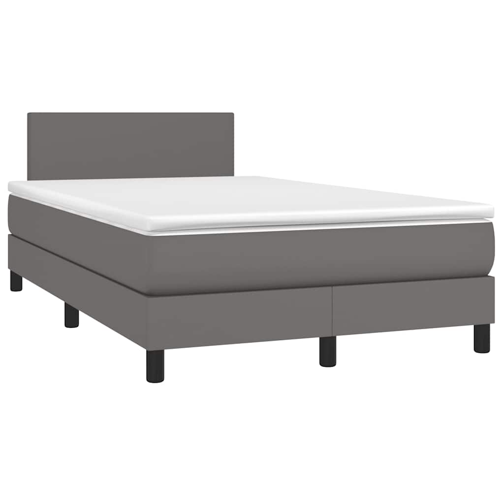 Giroletto Molle con Materasso e LED Grigio 120x190cm Similpelle | homemem39
