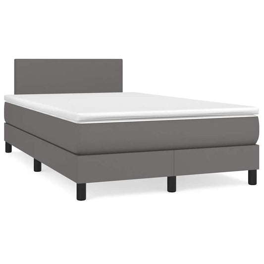 Giroletto Molle con Materasso e LED Grigio 120x190cm Similpelle | homemem39