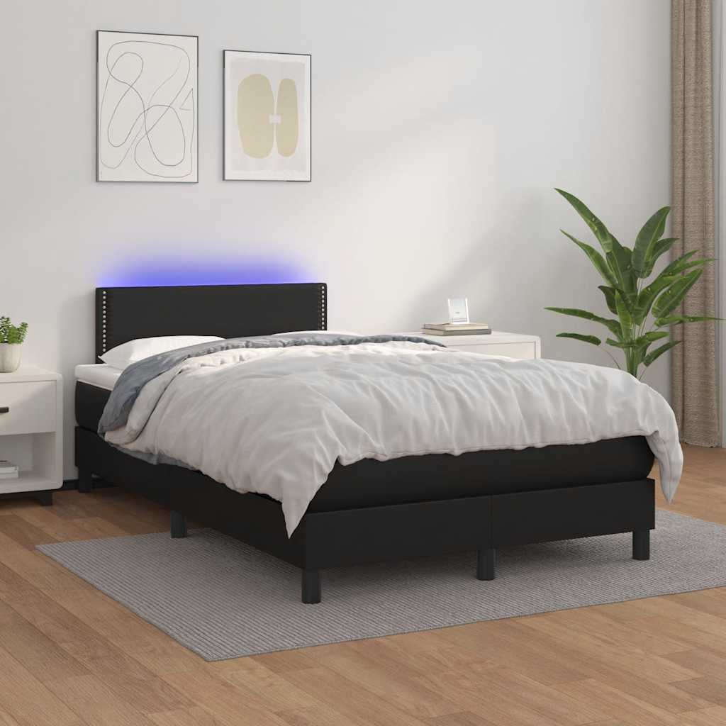 Letto a Molle con Materasso e LED Nero 120x190 cm in Similpelle | homemem39