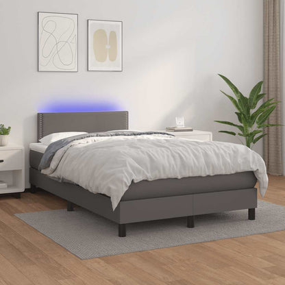 Giroletto Molle con Materasso e LED Grigio 120x190cm Similpelle | homemem39
