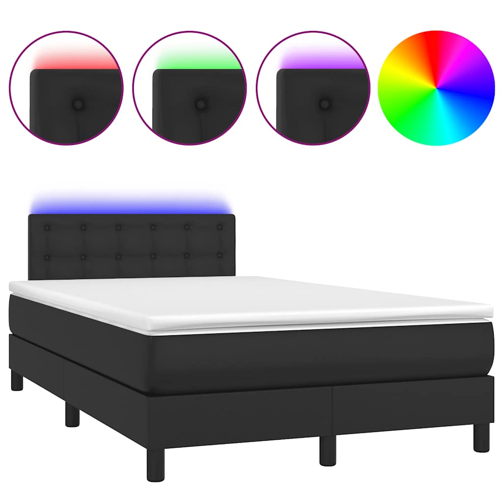 Letto a Molle con Materasso e LED Nero 120x190 cm in Similpelle | homemem39