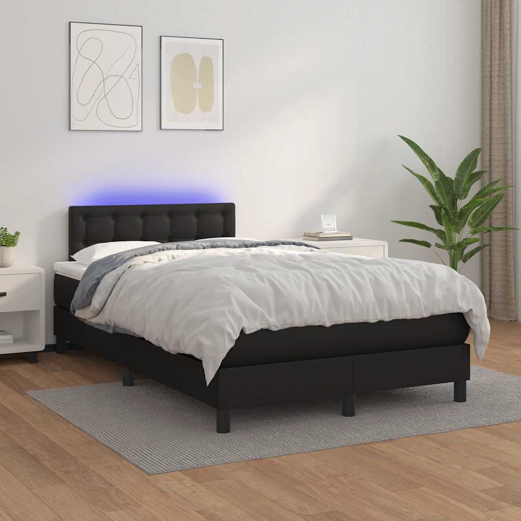Letto a Molle con Materasso e LED Nero 120x190 cm in Similpelle | homemem39