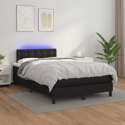 Letto a Molle con Materasso e LED Nero 120x190 cm in Similpelle | homemem39