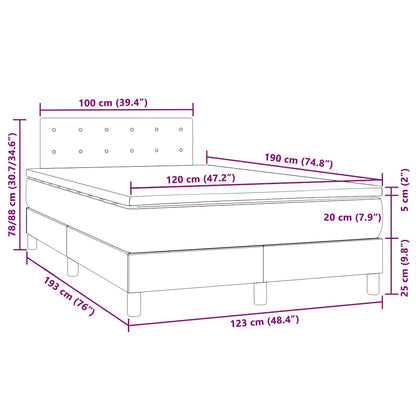 Giroletto Molle con Materasso e LED Grigio 120x190cm Similpelle | homemem39