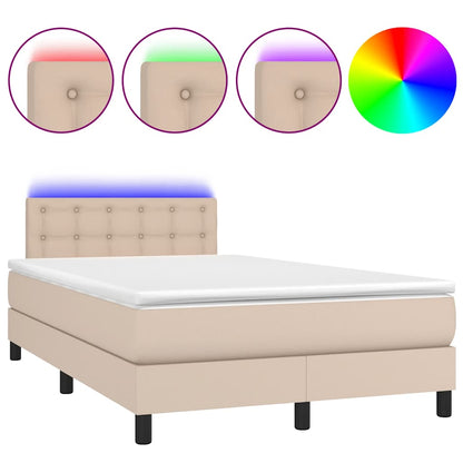 Giroletto Molle Materasso e LED Cappuccino 120x190cm Similpelle | homemem39