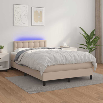 Giroletto Molle Materasso e LED Cappuccino 120x190cm Similpelle | homemem39