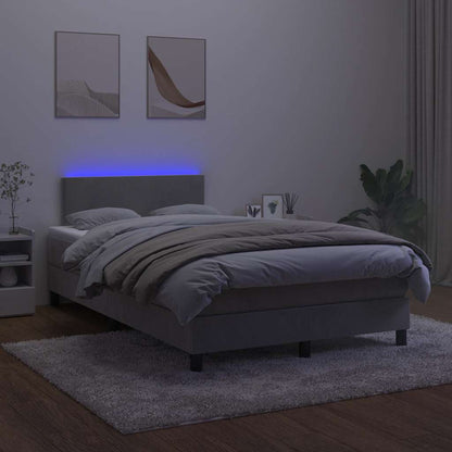 Letto a Molle con Materasso e LED Grigio Chiaro 120x190 cm