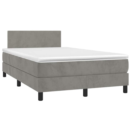 Letto a Molle con Materasso e LED Grigio Chiaro 120x190 cm Velluto - homemem39
