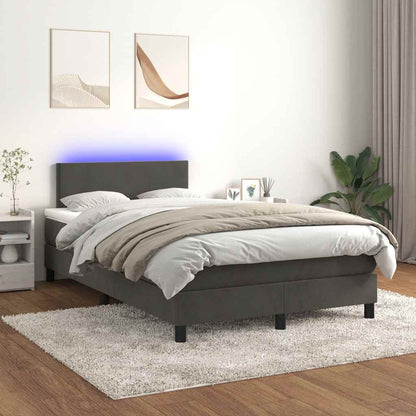 Letto a Molle con Materasso e LED Grigio Scuro 120x190cm in Velluto - homemem39