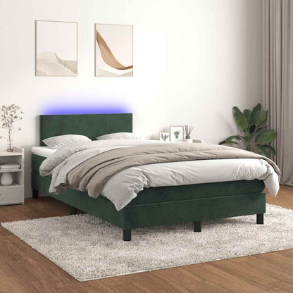 Letto a Molle con Materasso e LED Verde Scuro 120x190cm Velluto - homemem39