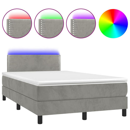 Letto a Molle con Materasso e LED Grigio Chiaro 120x190 cm