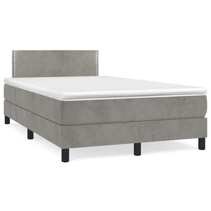 Letto a Molle con Materasso e LED Grigio Chiaro 120x190 cm Velluto - homemem39