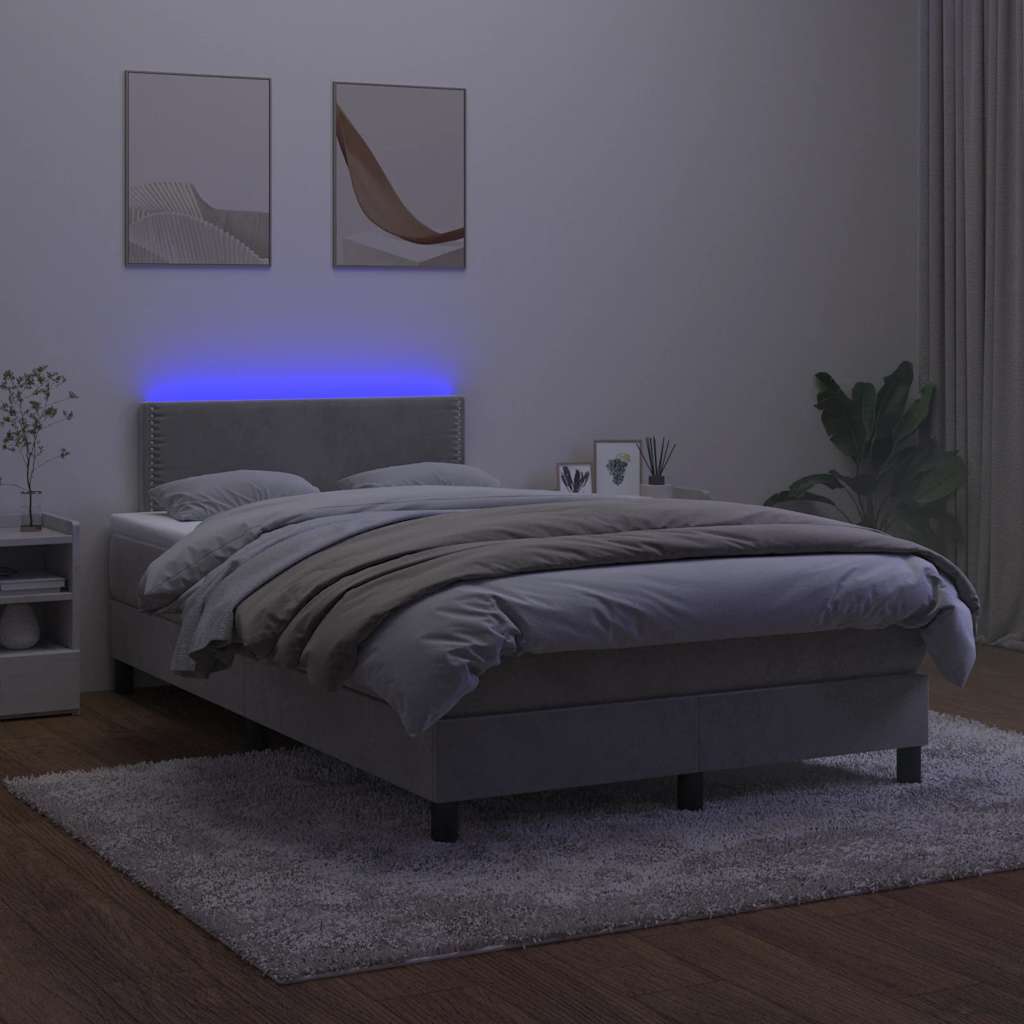 Letto a Molle con Materasso e LED Grigio Chiaro 120x190 cm