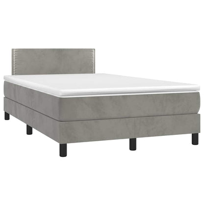 Letto a Molle con Materasso e LED Grigio Chiaro 120x190 cm