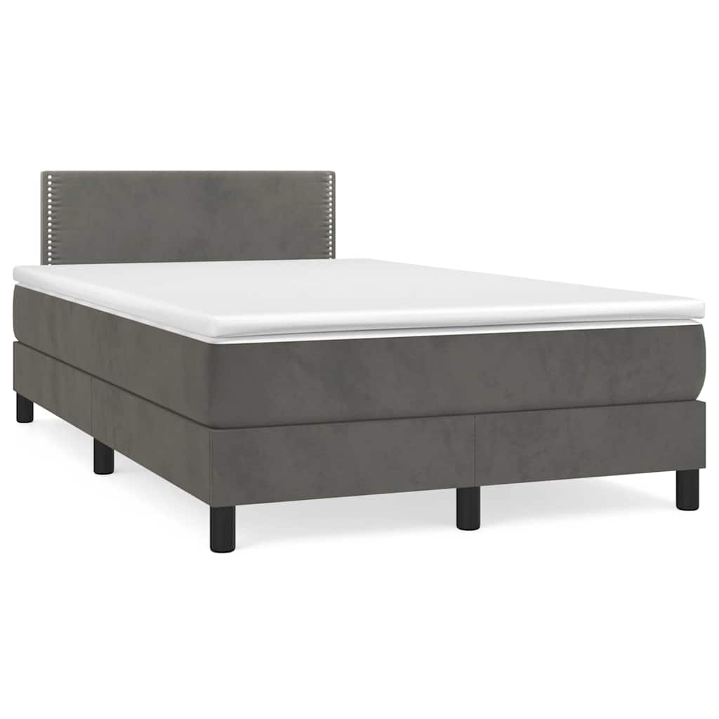 Letto a Molle con Materasso e LED Grigio Scuro 120x190cm