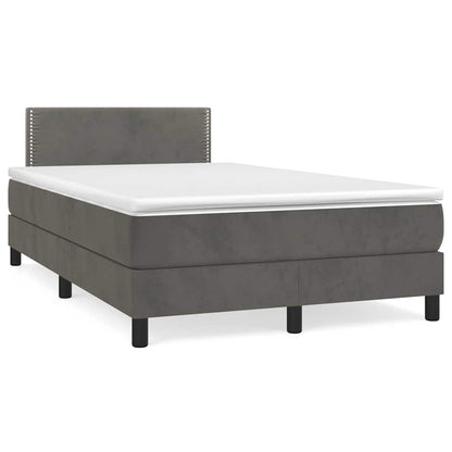 Letto a Molle con Materasso e LED Grigio Scuro 120x190cm