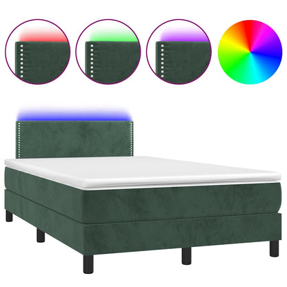 Letto a Molle con Materasso e LED Verde Scuro 120x190cm Velluto - homemem39