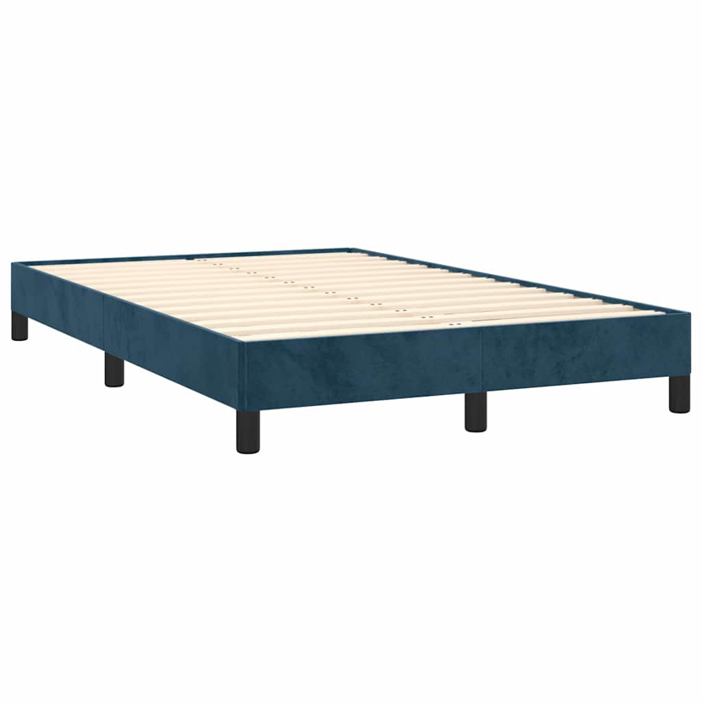 Letto a Molle con Materasso e LED Blu Scuro 120x190 cm in Velluto