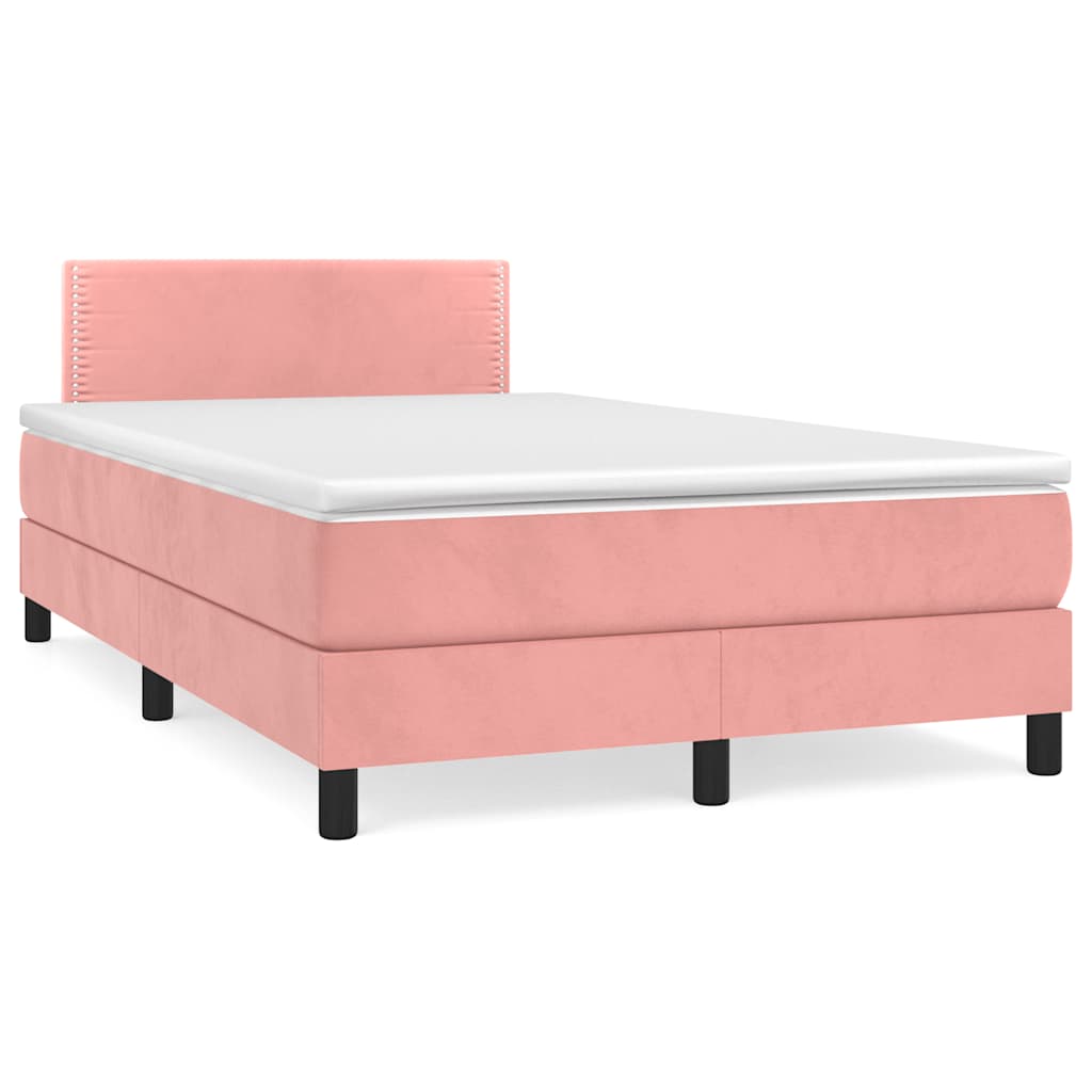 Letto a Molle con Materasso e LED Rosa 120x190 cm in Velluto - homemem39