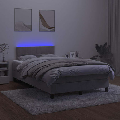 Letto a Molle con Materasso e LED Grigio Chiaro 120x190 cm