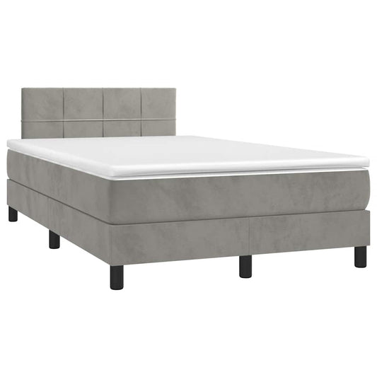 Letto a Molle con Materasso e LED Grigio Chiaro 120x190 cm Velluto - homemem39