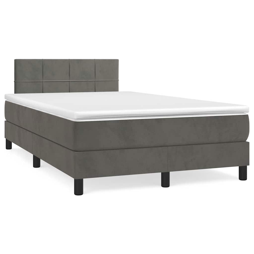 Letto a Molle con Materasso e LED Grigio Scuro 120x190cm