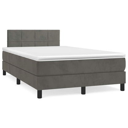Letto a Molle con Materasso e LED Grigio Scuro 120x190cm