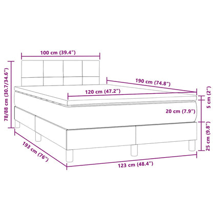 Letto a Molle con Materasso e LED Grigio Scuro 120x190cm