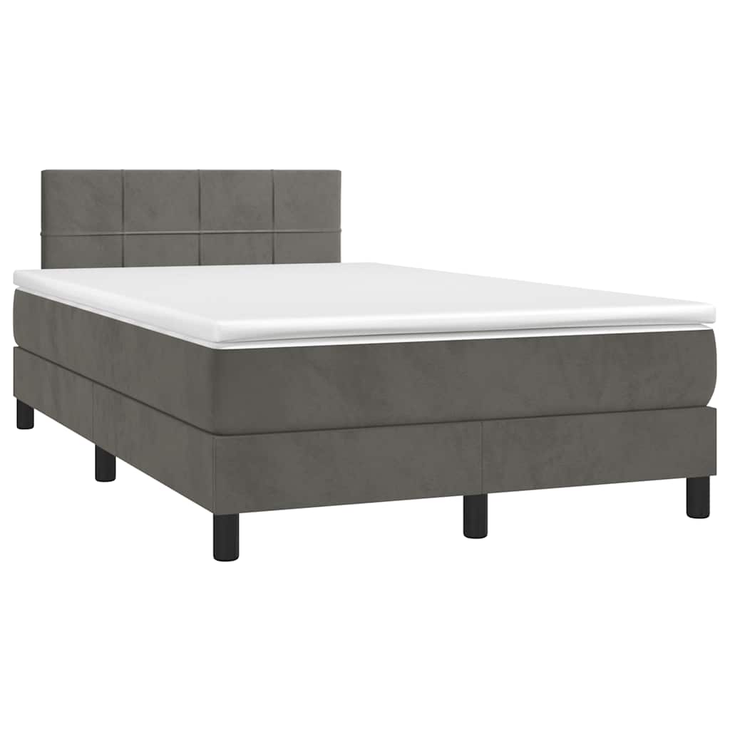 Letto a Molle con Materasso e LED Grigio Scuro 120x190cm in Velluto - homemem39