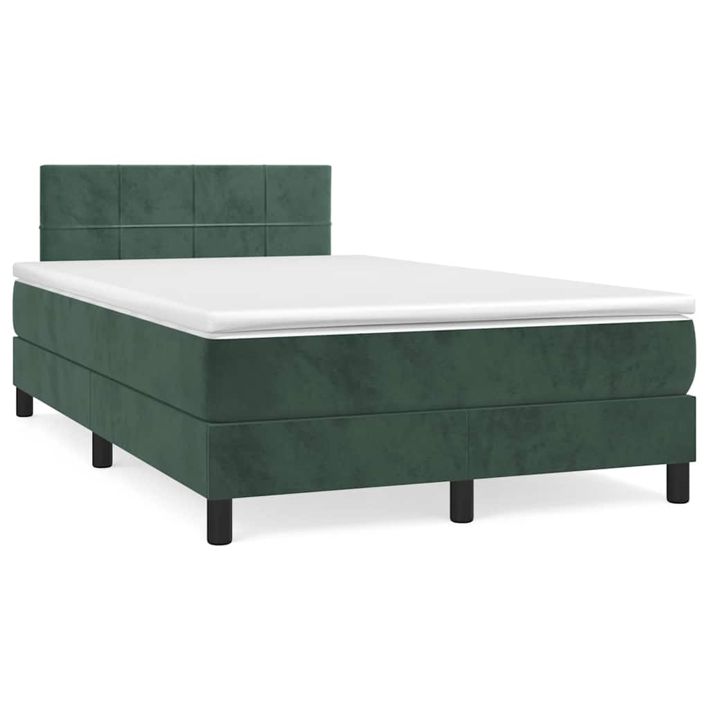 Letto a Molle con Materasso e LED Verde Scuro 120x190cm Velluto - homemem39