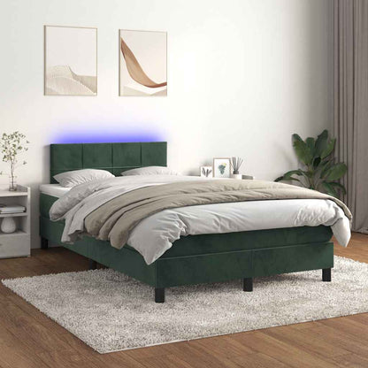 Letto a Molle con Materasso e LED Verde Scuro 120x190cm Velluto - homemem39