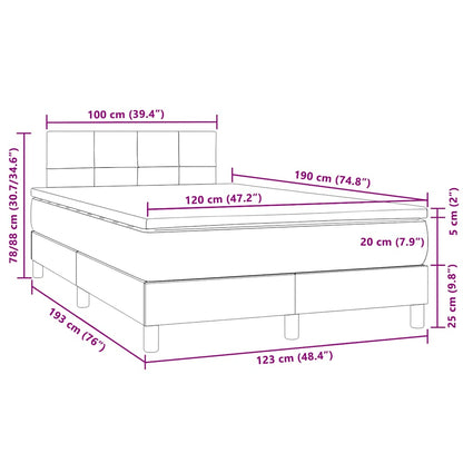 Letto a Molle con Materasso e LED Blu Scuro 120x190 cm Velluto