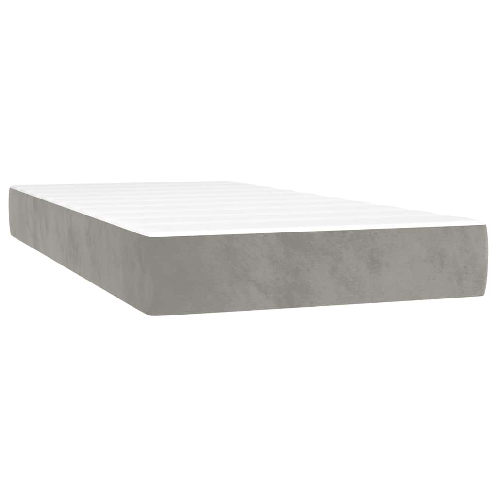 Letto a Molle con Materasso e LED Grigio Chiaro 120x190 cm Velluto | homemem39