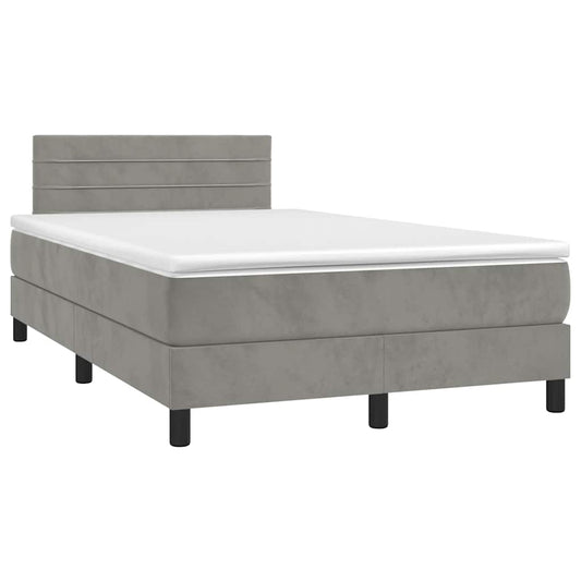 Letto a Molle con Materasso e LED Grigio Chiaro 120x190 cm Velluto
