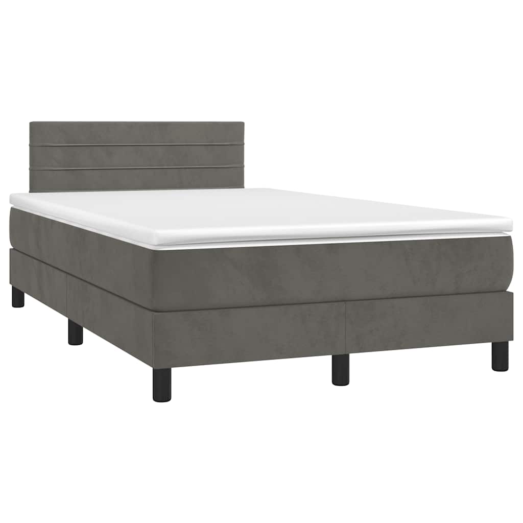 Letto a Molle con Materasso e LED Grigio Scuro 120x190cm