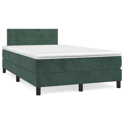 Letto a Molle con Materasso e LED Verde Scuro 120x190cm Velluto - homemem39