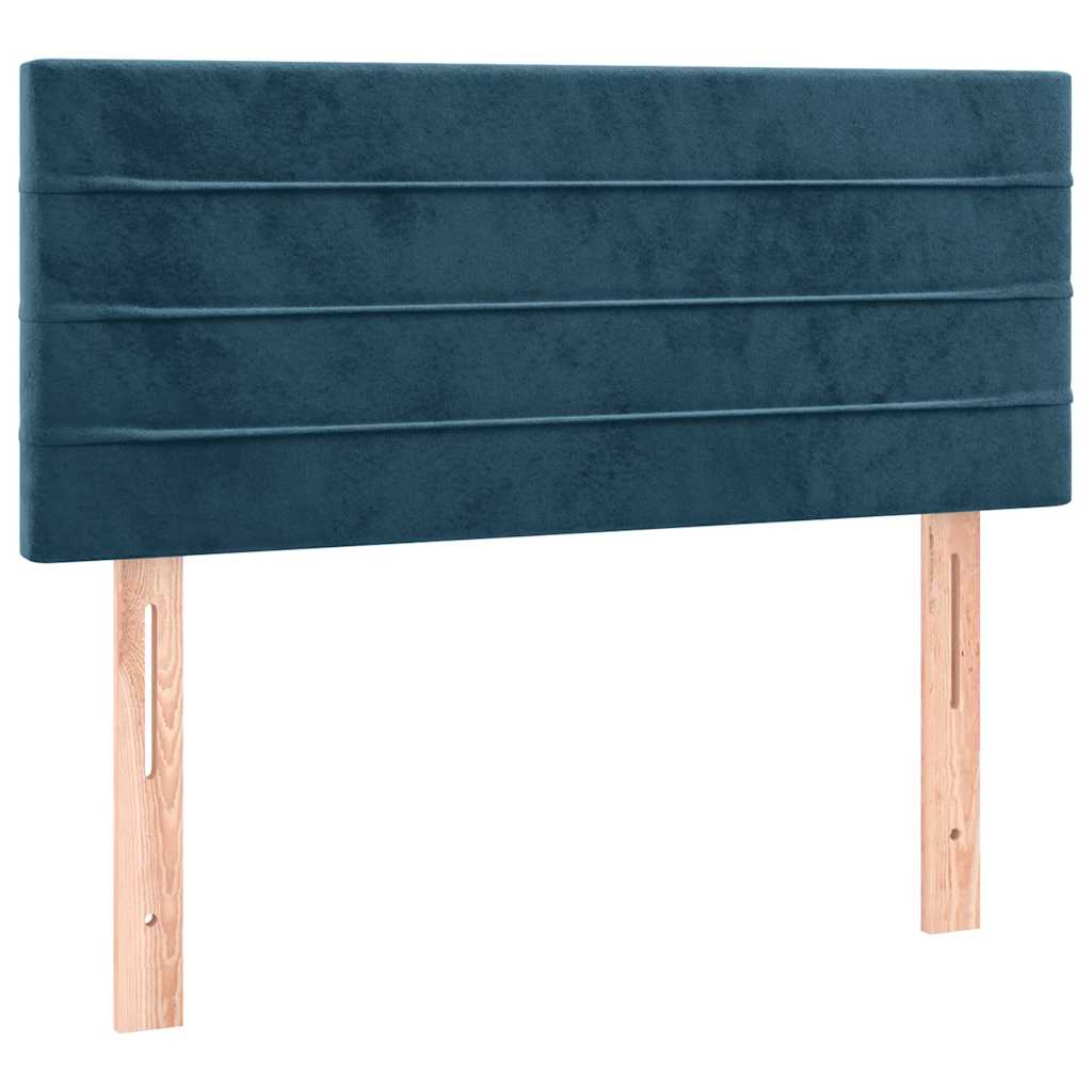 Letto a Molle con Materasso e LED Blu Scuro 120x190 cm Velluto