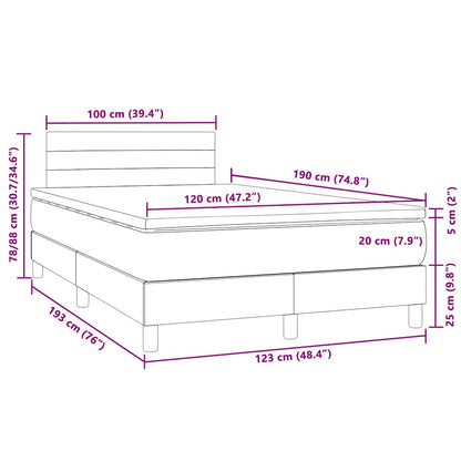 Letto a Molle con Materasso e LED Rosa 120x190 cm in Velluto