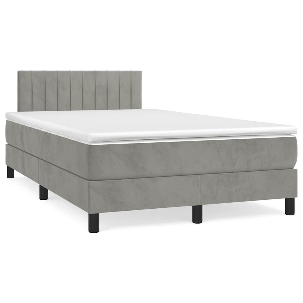 Letto a Molle con Materasso e LED Grigio Chiaro 120x190 cm Velluto - homemem39