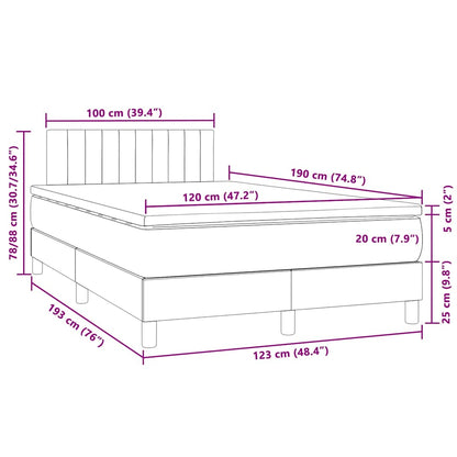 Letto a Molle con Materasso e LED Grigio Scuro 120x190cm