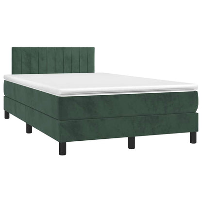 Letto a Molle con Materasso e LED Verde Scuro 120x190cm Velluto - homemem39