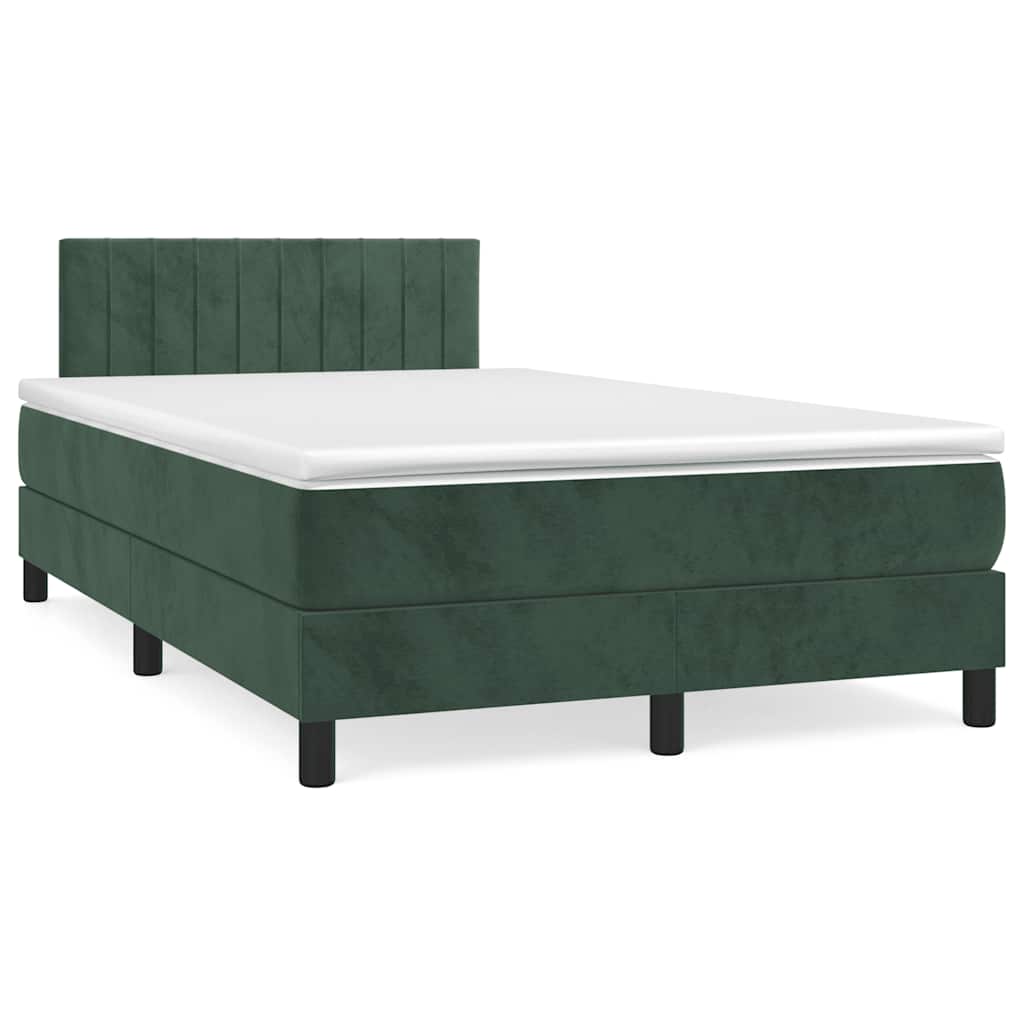 Letto a Molle con Materasso e LED Verde Scuro 120x190cm Velluto - homemem39