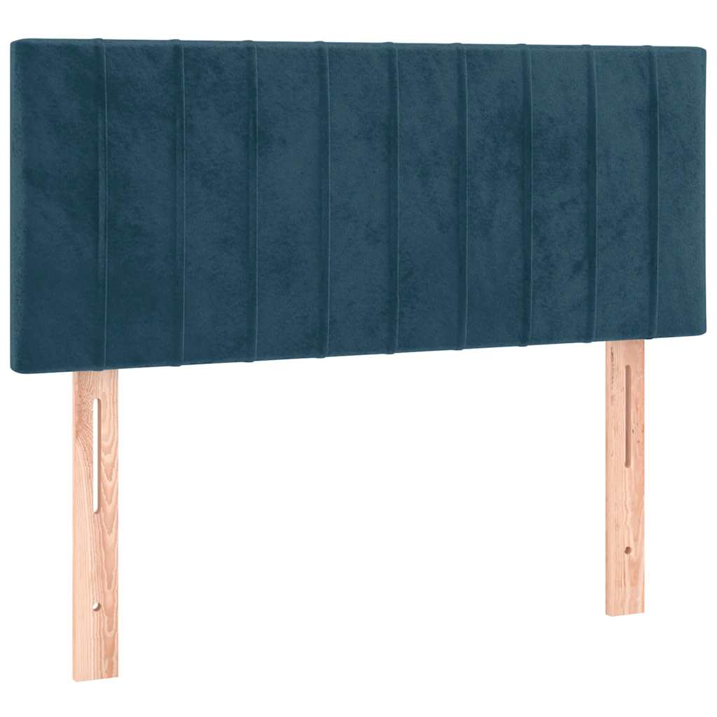 Letto a Molle con Materasso e LED Blu Scuro 120x190 cm Velluto