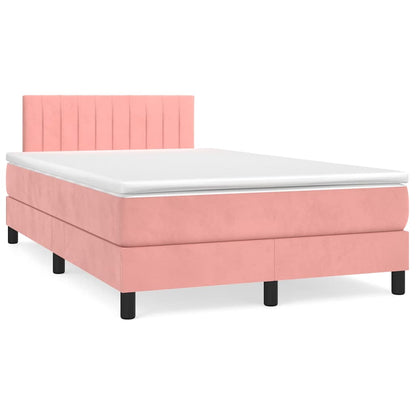 Letto a Molle con Materasso e LED Rosa 120x190 cm in Velluto - homemem39