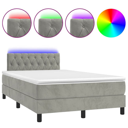 Letto a Molle con Materasso e LED Grigio Chiaro 120x190 cm Velluto - homemem39