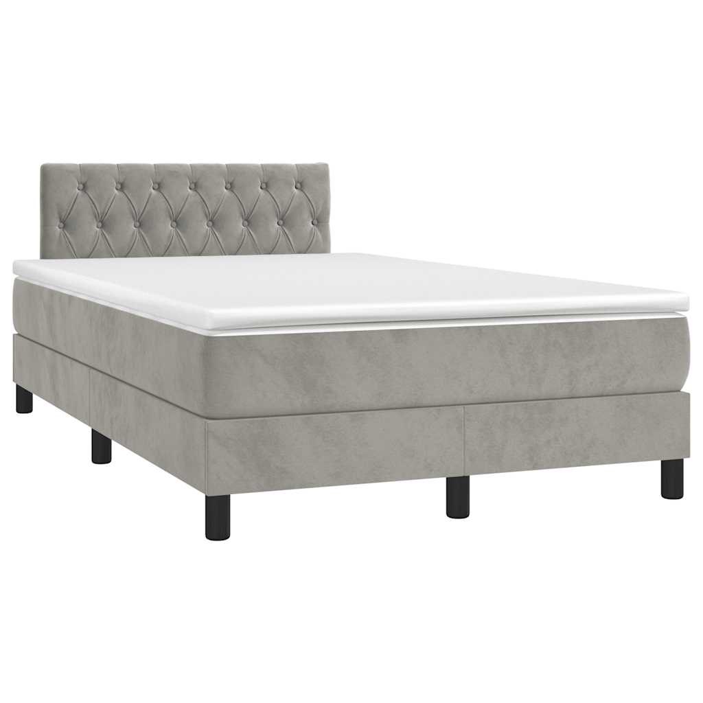 Letto a Molle con Materasso e LED Grigio Chiaro 120x190 cm