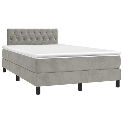 Letto a Molle con Materasso e LED Grigio Chiaro 120x190 cm