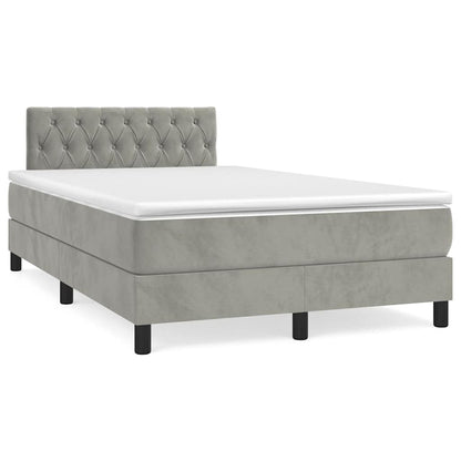 Letto a Molle con Materasso e LED Grigio Chiaro 120x190 cm Velluto - homemem39