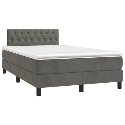 Letto a Molle con Materasso e LED Grigio Scuro 120x190cm in Velluto - homemem39